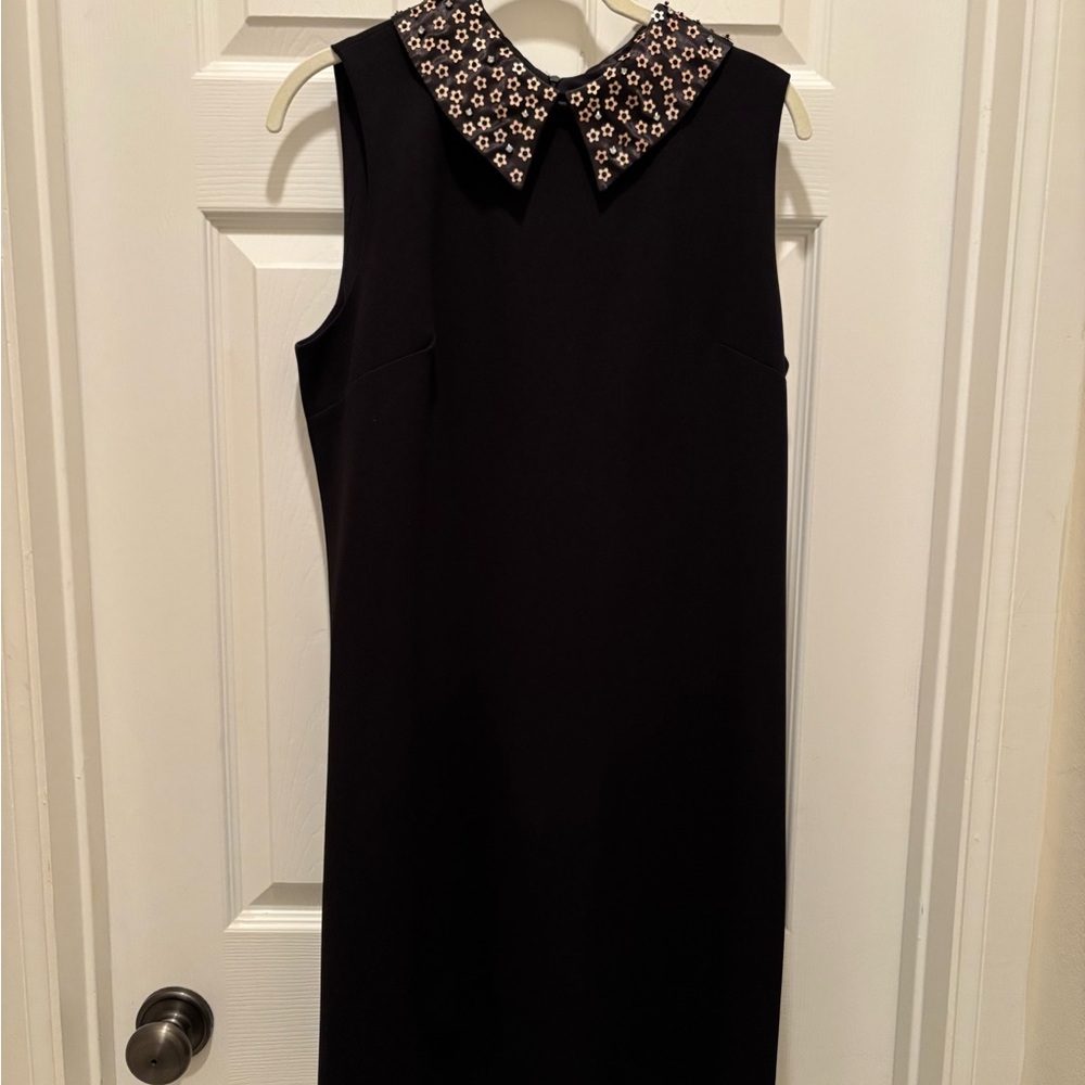 Betsey Johnson Elegant Black Dress with Embellished Collar